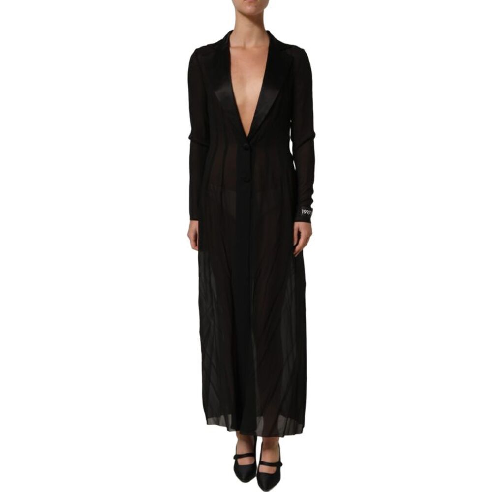 Dolce & Gabbana Black Silk Sheer Chiffon Long Maxi Women's Dress